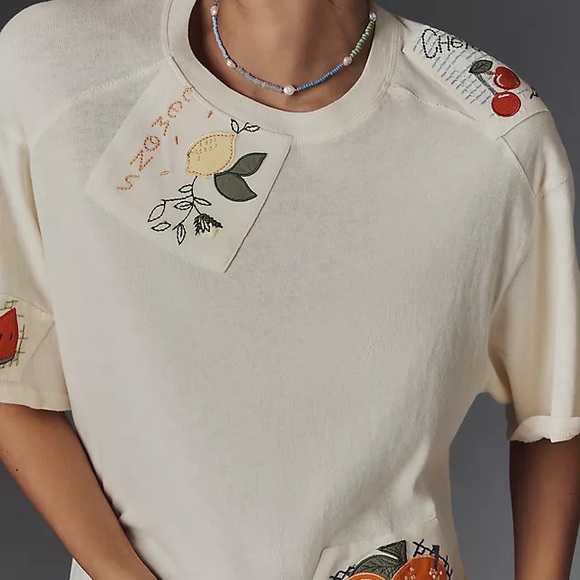 Maeve by Anthropologie short sleeve Fruit Embroidered top - Picture 1 of 11